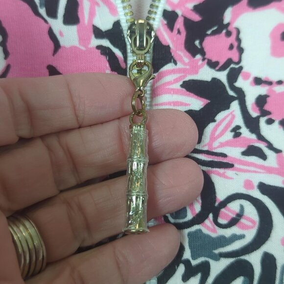 Lilly Pulitzer Hangin With My Boo Skipper Pink Sz M Terry 1/2 Zip Sweatshirt Top - Picture 5 of 16